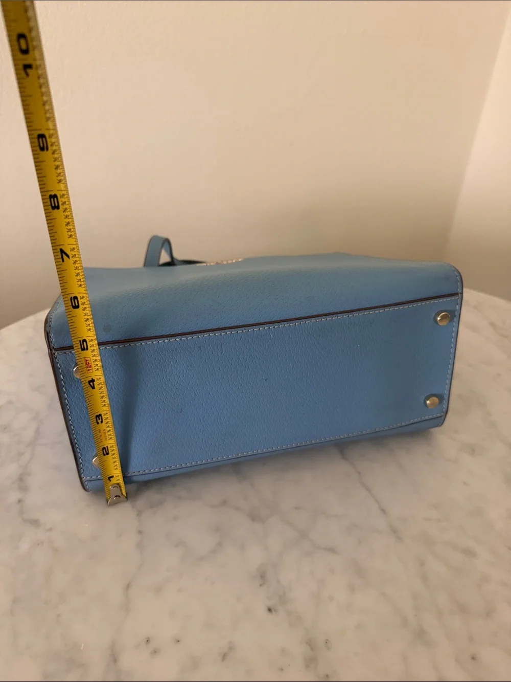 kate spade Blue Leather Mini Satchel with Gold Logo